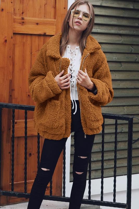 Casaco PRETTYGARDEN Oversized de Sherpa Fleece com Pelo Sintético